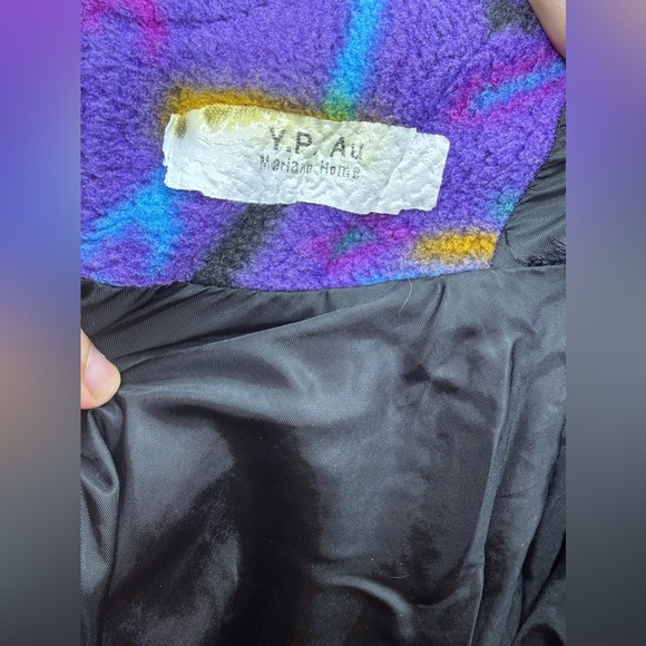 Warm vintage multicoloured pattered zip up with hood size small (oversized fit) - Picture 4 of 8